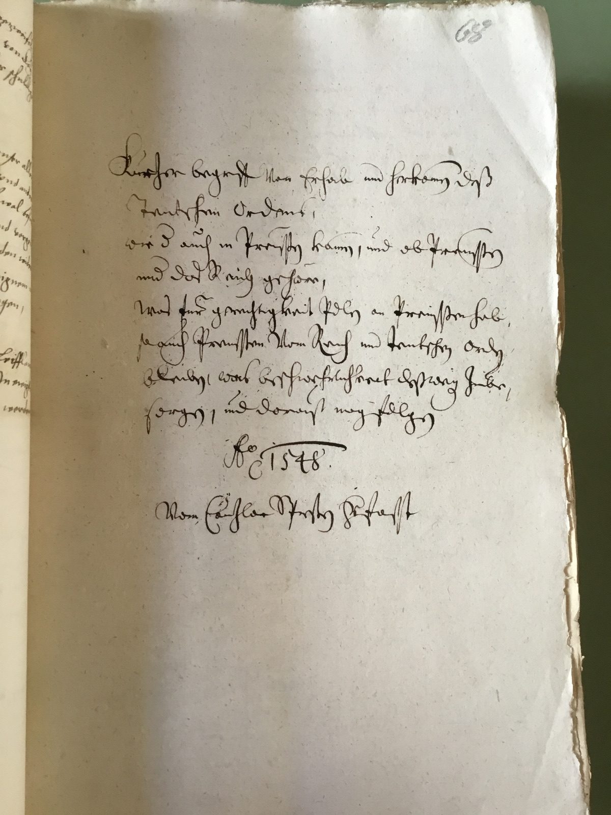 Das Bild zeigt einen Ausschnitt aus der Handschrift des Gregor Spieß.