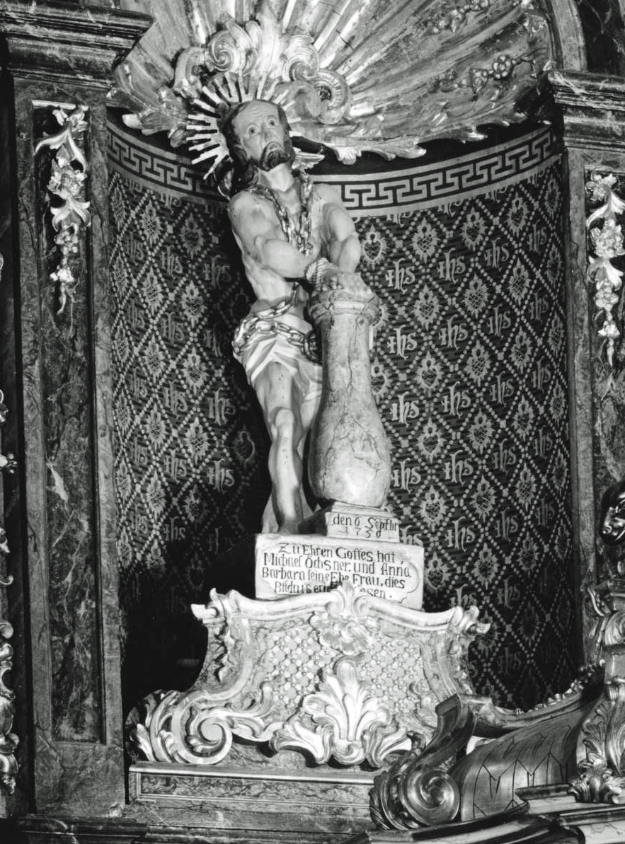 Das Bild zeigt eine Figur des gegeißelten Heilands.
