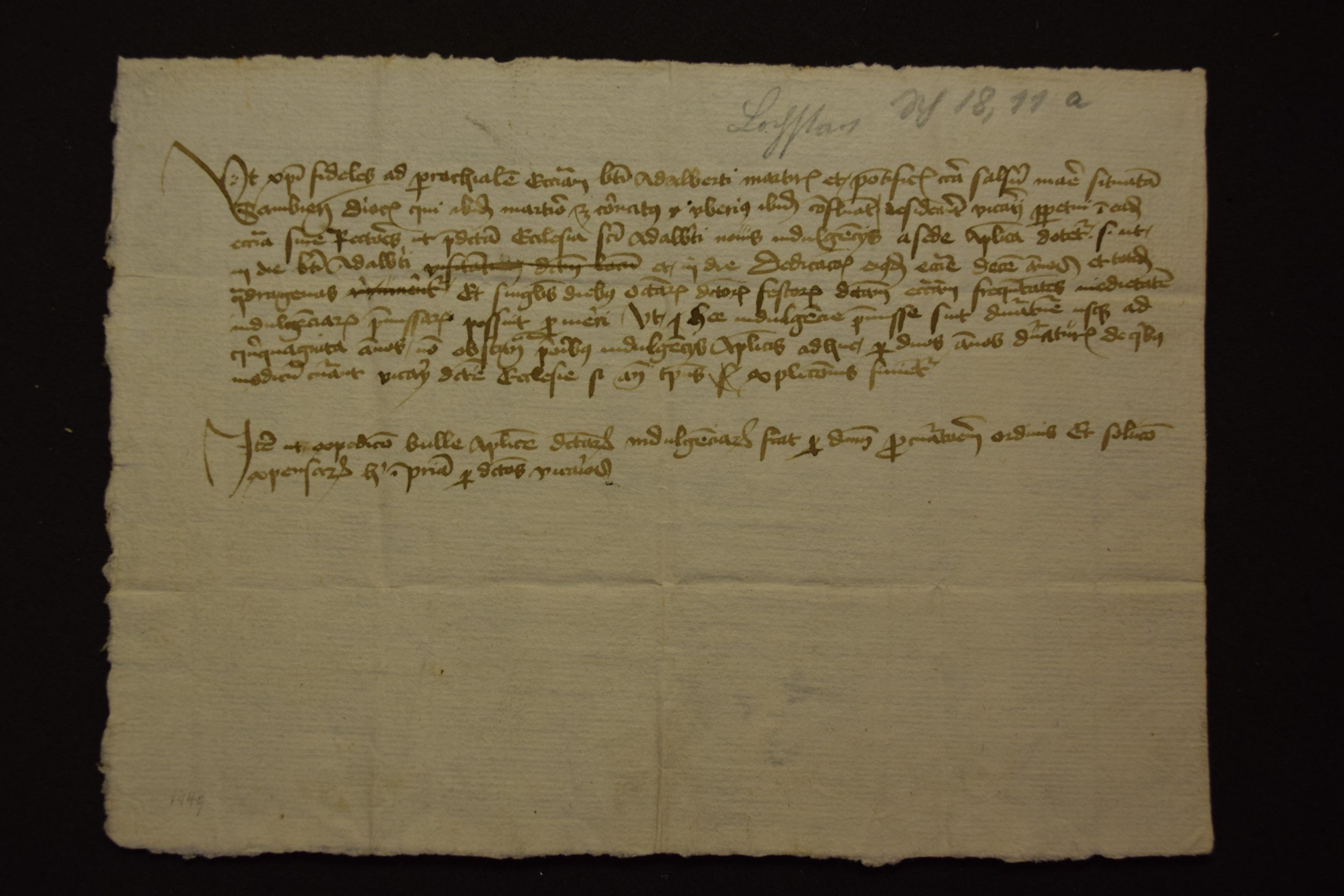 Diese Bild zeigt ein handschriftliches Dokument zu requests for a perpetual vicarage for the St Adalbert’s church in Lochstedt.