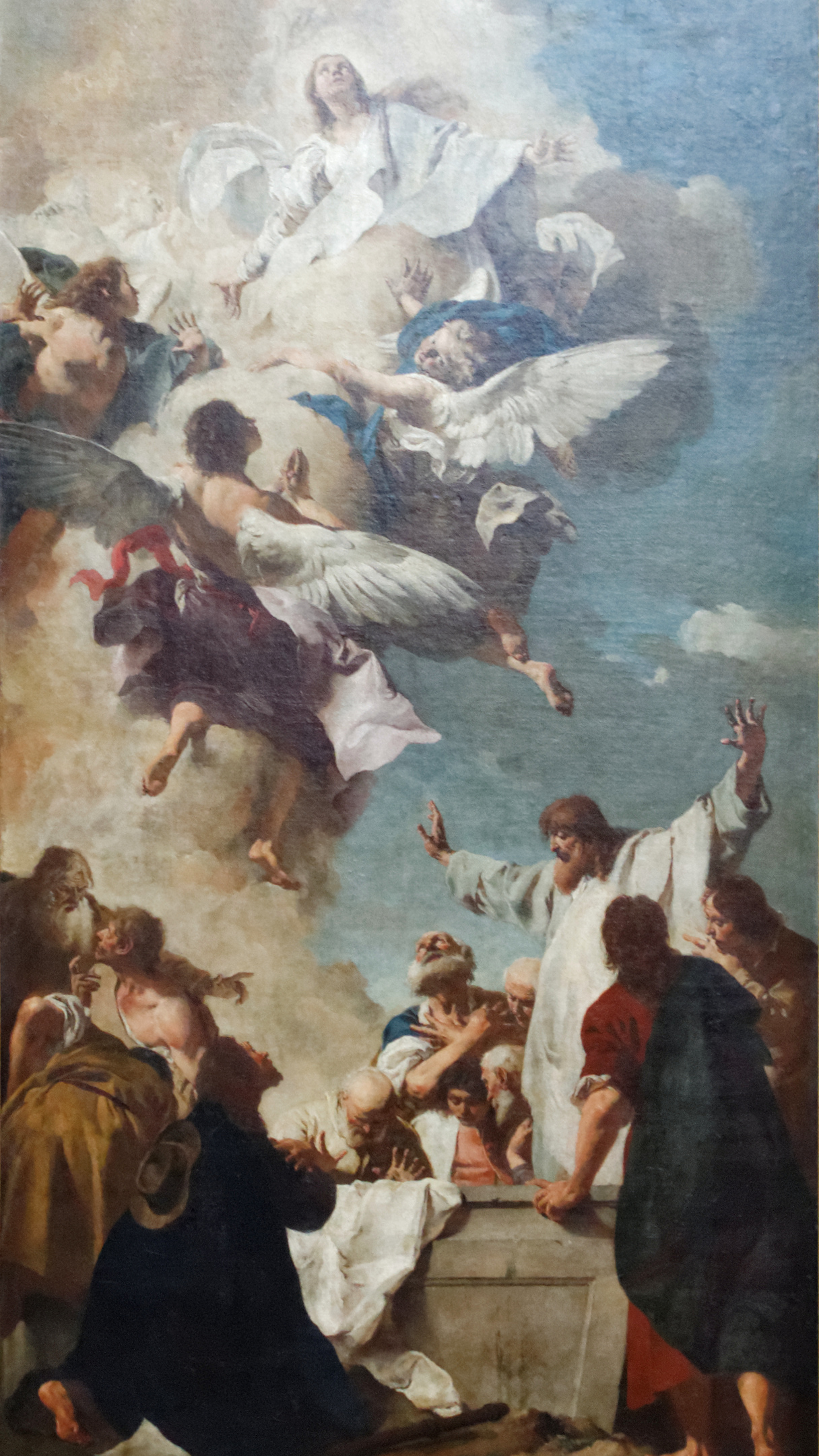 Das Bild zeigt in gemalter Version den Vorgang von Marias Himmelfahrt.